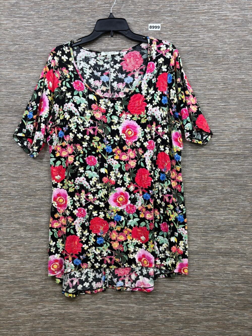 Rose & Olive Floral Tunic Top Size 1X Multicolor Hi-low Split Hemline Boho